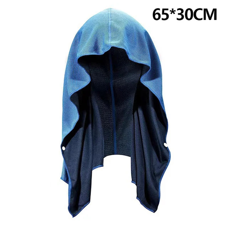 Quick Drying Sports Towel U-Shaped Hoodie Cooling Towel Sun Protection Beach Towel for Camping Gym Swimming Running Yoga