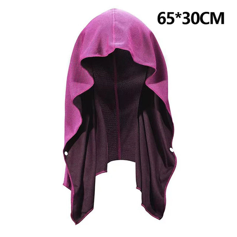 Quick Drying Sports Towel U-Shaped Hoodie Cooling Towel Sun Protection Beach Towel for Camping Gym Swimming Running Yoga