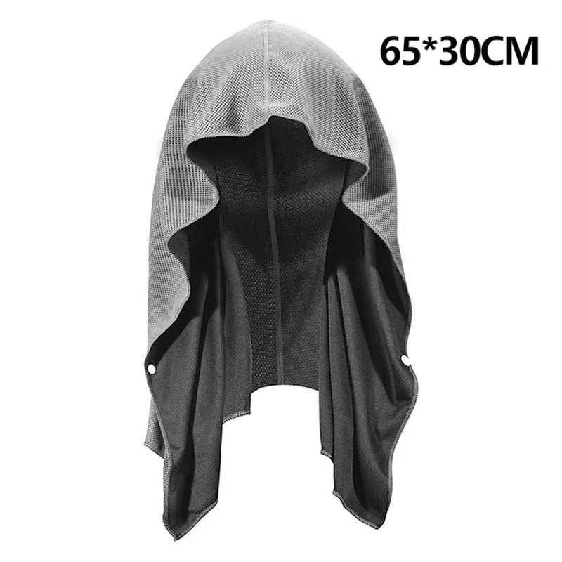 Quick Drying Sports Towel U-Shaped Hoodie Cooling Towel Sun Protection Beach Towel for Camping Gym Swimming Running Yoga