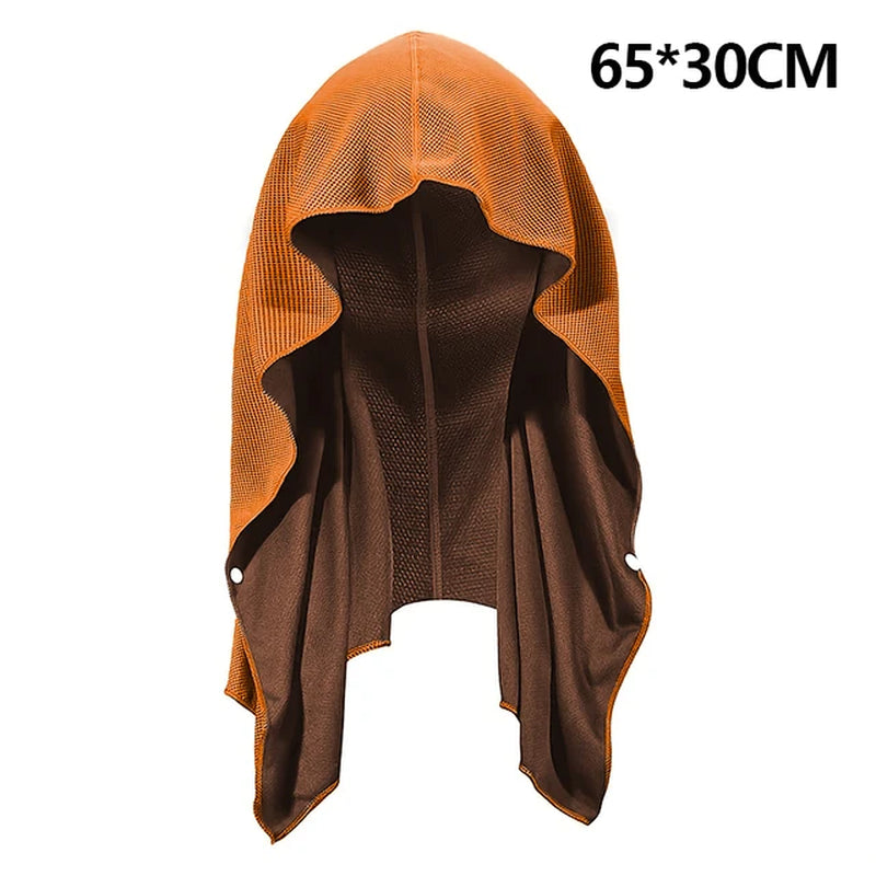 Quick Drying Sports Towel U-Shaped Hoodie Cooling Towel Sun Protection Beach Towel for Camping Gym Swimming Running Yoga