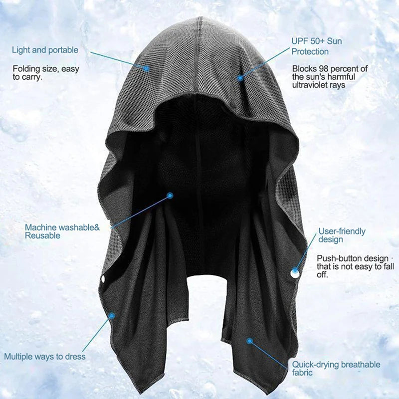 Quick Drying Sports Towel U-Shaped Hoodie Cooling Towel Sun Protection Beach Towel for Camping Gym Swimming Running Yoga