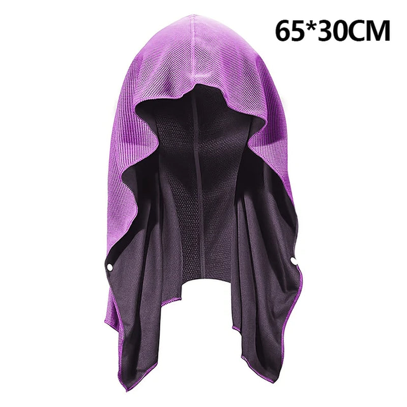 Quick Drying Sports Towel U-Shaped Hoodie Cooling Towel Sun Protection Beach Towel for Camping Gym Swimming Running Yoga