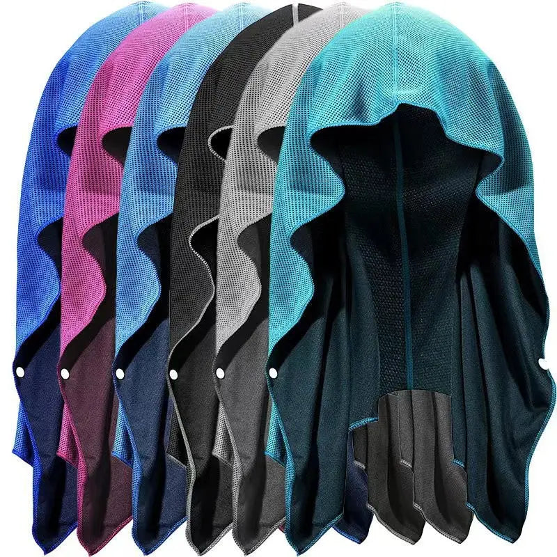 Quick Drying Sports Towel U-Shaped Hoodie Cooling Towel Sun Protection Beach Towel for Camping Gym Swimming Running Yoga