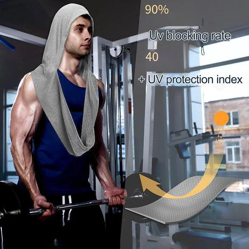 Quick Drying Sports Towel U-Shaped Hoodie Cooling Towel Sun Protection Beach Towel for Camping Gym Swimming Running Yoga