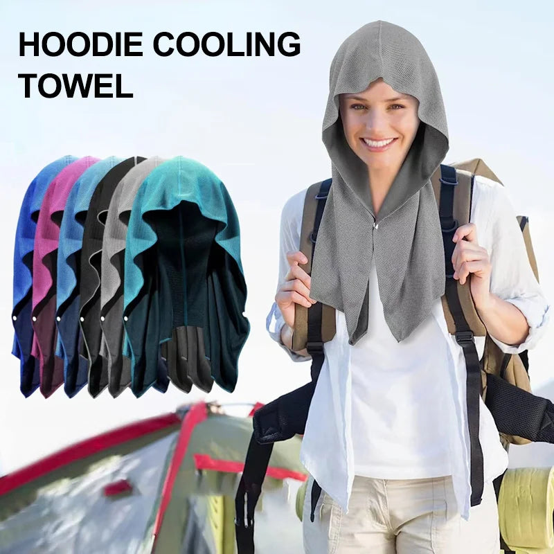 Quick Drying Sports Towel U-Shaped Hoodie Cooling Towel Sun Protection Beach Towel for Camping Gym Swimming Running Yoga
